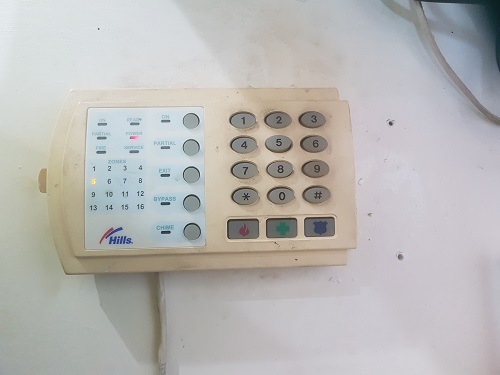 An old security system keypad